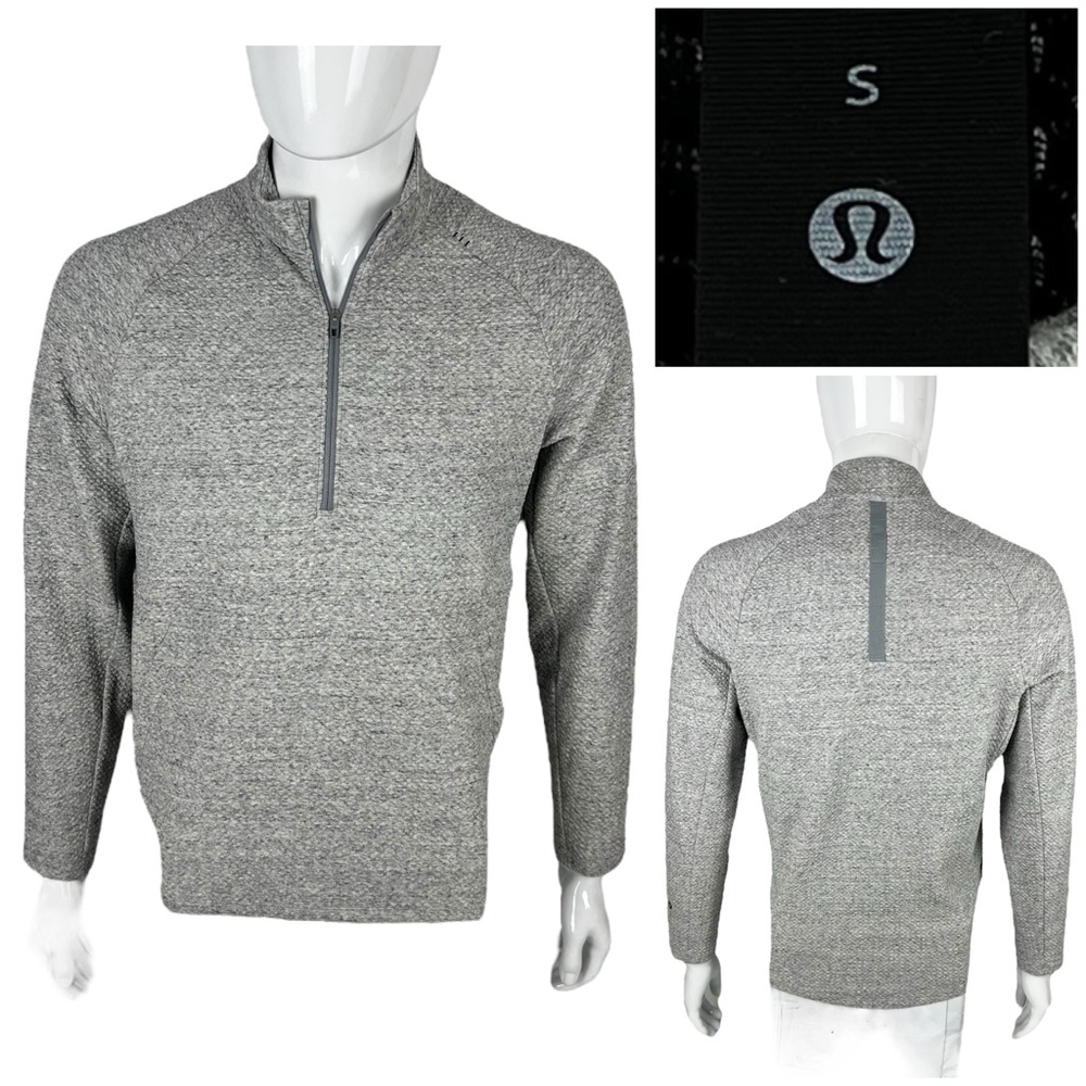 Lululemon Mens Small Engineered Warmth Half Zip Gray Cotton Blend Stretch EUC